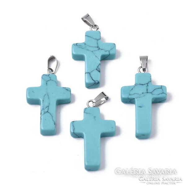 Rose quartz, red jasper, turquoise cross, mineral pendant necklace, the chain is very beautifully engraved.