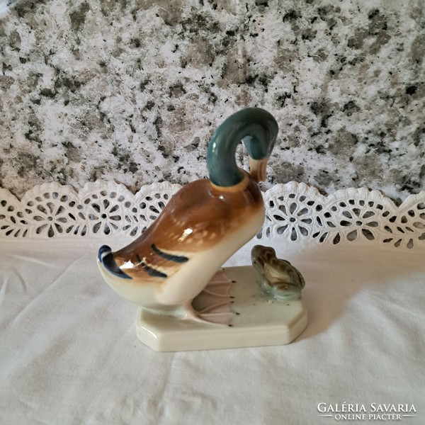 Royal dux duck with frog