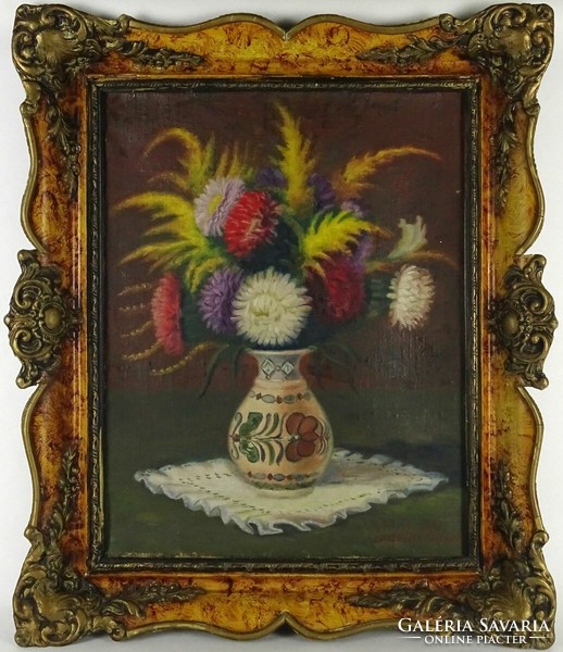 1N634 Transylvania e. : Tabletop still life of flowers in a vase, 1956