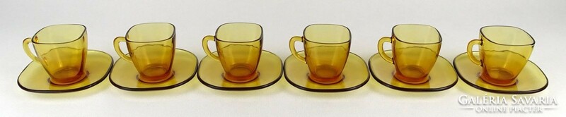 1N563 retro French amber glass coffee set