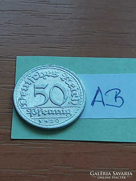 Germany Weimar Republic 50 pfennig 1920 / d, alu. #Ab