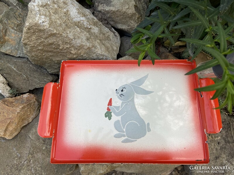 Bunny enameled tray