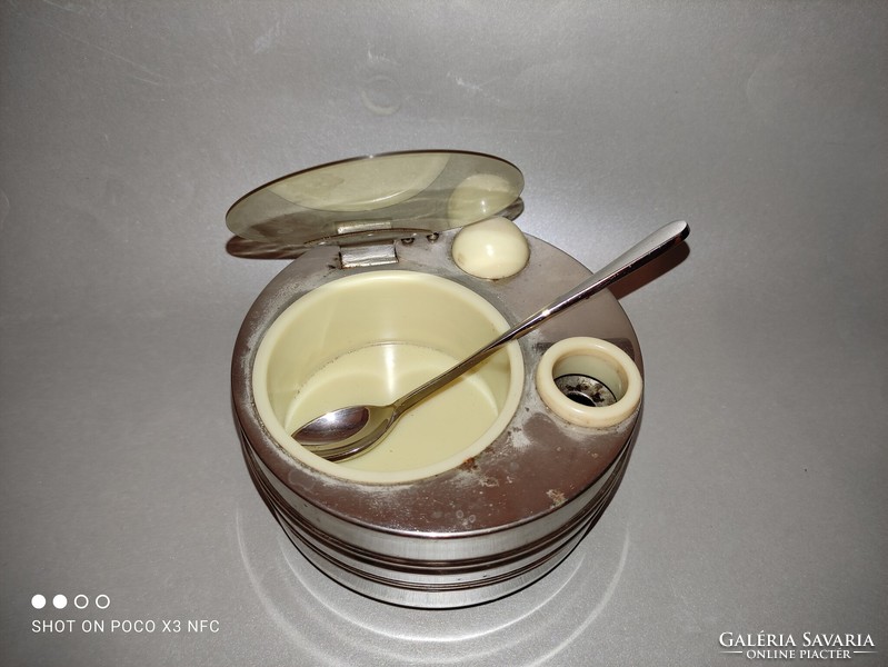 Vintage különleges ritka mechanikával kaviár tartó gömblábú
