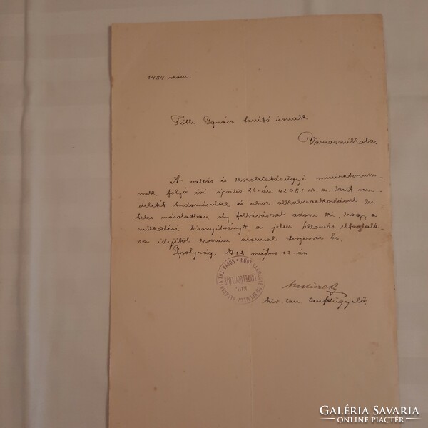 Letter of the royal school inspector of Hont County and Selmecz-Bélabány thj town, Ipolyság 1912.