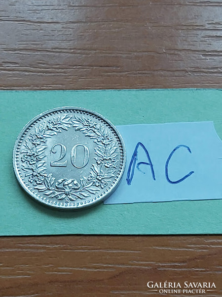 SVÁJC 20 RAPPEN 1969 / B, BERN, Réz-nikkel  #AC
