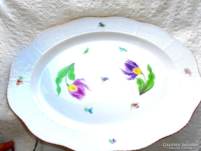 Large Herend bowl with flower pattern 41 cm x 30 cm