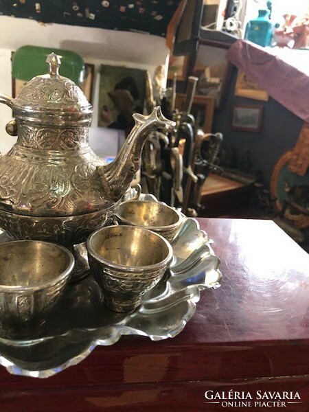 Coffee set, 6-person, silver-plated alpaca, xix. End of century. Art Nouveau