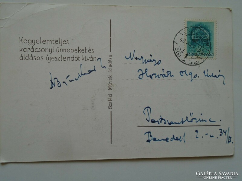 D196903  Képeslap 1940  Márton L. - Brückner József esztergomi kanokok  aláírásával