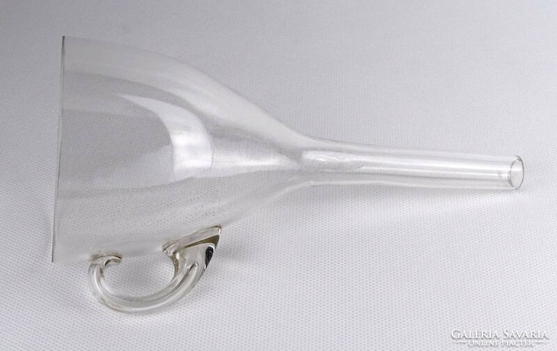 1N644 antique winemaking accessory blown glass funnel with handle 18.5 Cm
