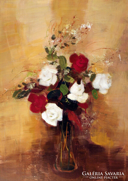 Ervin Balogh: Colorful roses - framed 80x60cm - artwork: 70x50cm - 166/1507