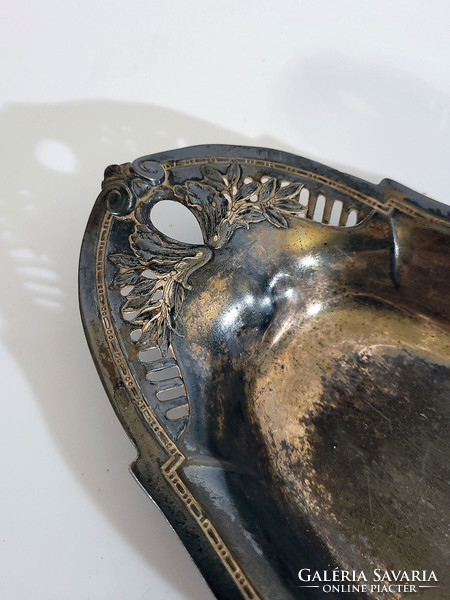 J. P. Kayser Sohn Szecessziós ezüstözött áttört tál -- kosár tálca kínáló asztalközép argentor