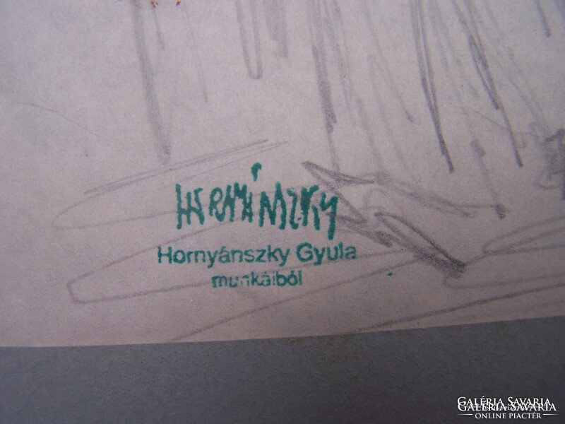 Hornyánszky Gyula: Háttal ülő nő, Munkapadnál (Két kompozíció egyben)