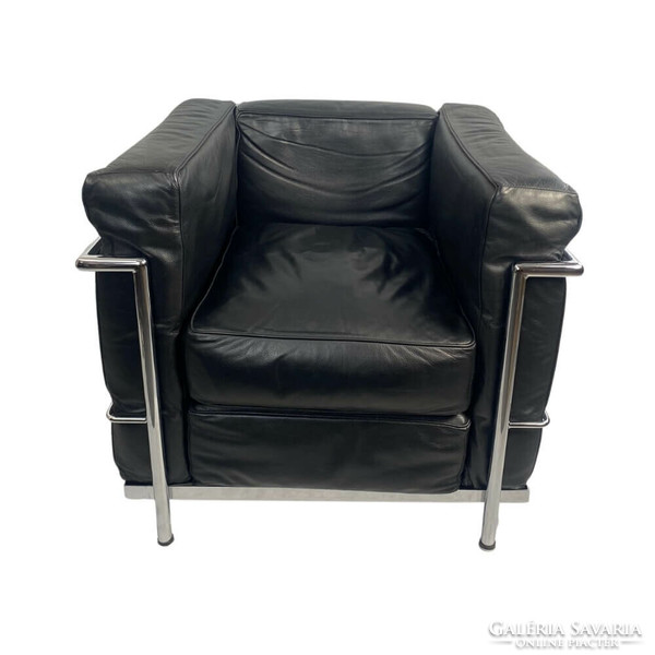 Corbusier - lc2 - Italian production - black cowhide armchair - leather armchair -
