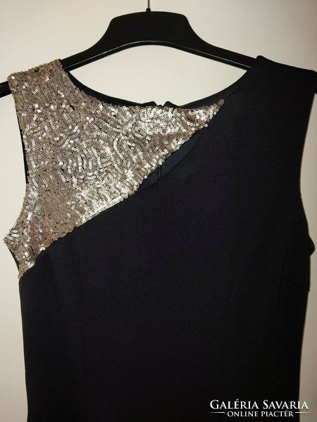 Black gold sequin casual dress