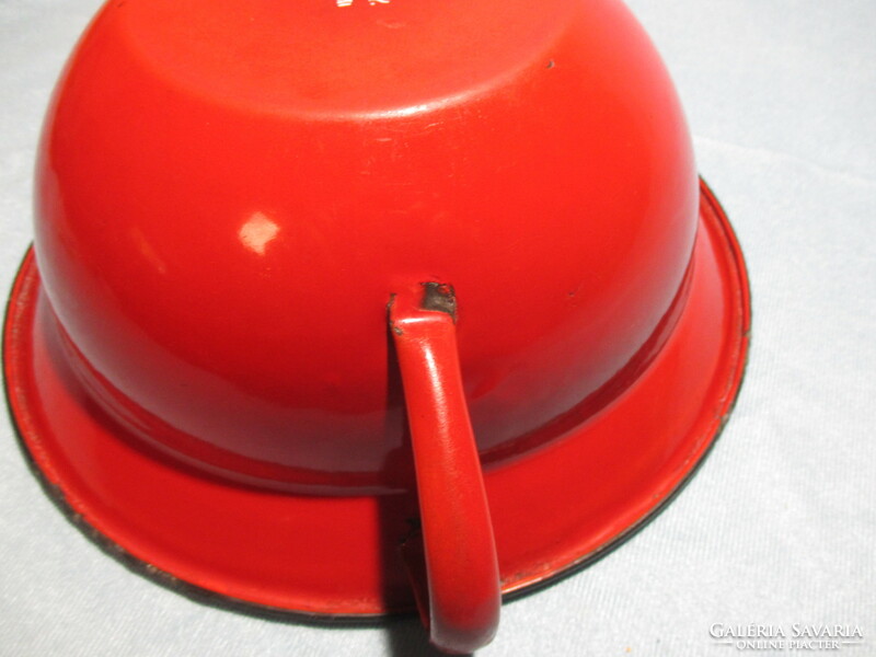 Old small red enamel vajling, vajling, bowl with handles