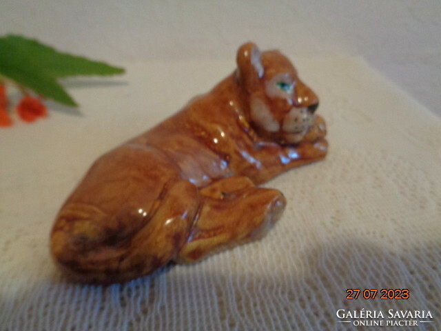 Terracotta, small lion, marked, 13 cm