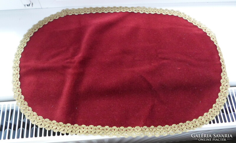 Retro velvet tablecloth 2.: Burgundy, oval