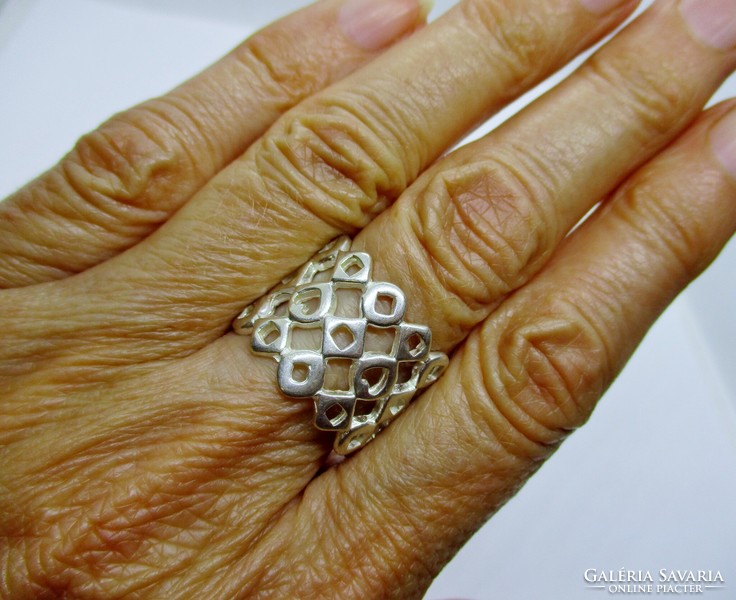 Különleges széles kézműves ezüst gyűrű