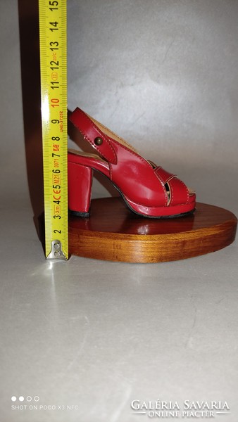 Antique old shoemaker cobbler exam work mini shoe female model on wooden sole