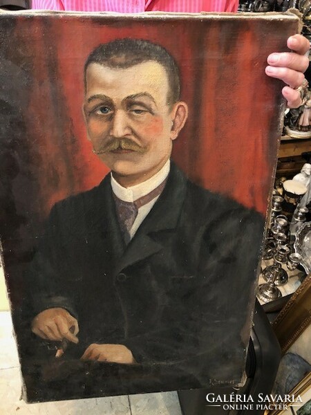 Sommer szignóval, XIX. századi férfi portré, olaj, vászon, 60 x 40 cm