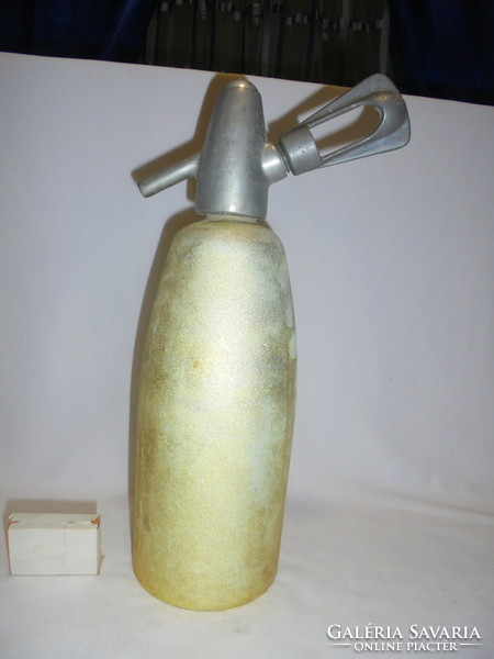 Retro aluminum soda bottle with siphon - gold color