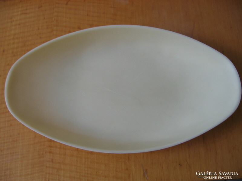 Antique retro cream-colored vinyl bowl, tray