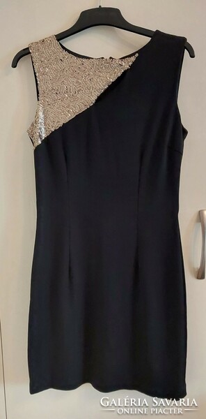 Black gold sequin casual dress