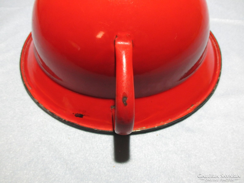 Old small red enamel vajling, vajling, bowl with handles