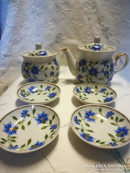 Porcelain tea set with cornflower pattern