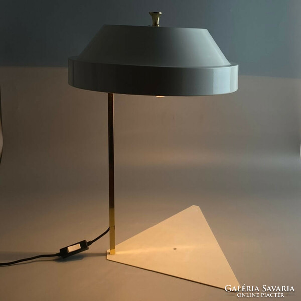 Mid-century white metal-copper desk lamp