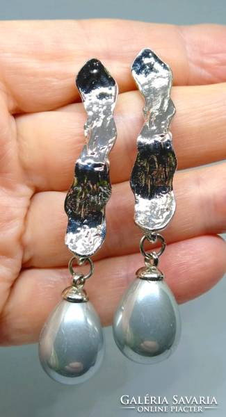 Silver drop pearl earrings 8