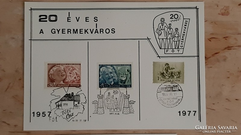 The children's town of Fót is twenty years old 1977 commemorative card with 2 first-day stamps and unc