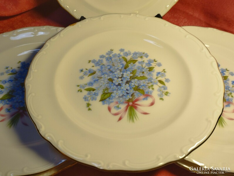 6 Pcs. Porcelain cake plate, blue daisy