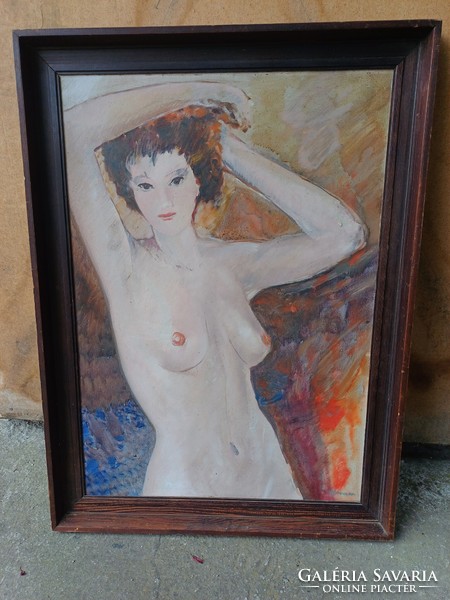 Zoltán Hermann oil wood fiber painting. With the title Doe's Eye