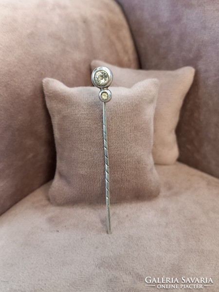 Antique silver scarf pin with zircon stones