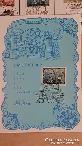 Húsz Éves A Fóti Gyermekváros 1977 Emléklap 2 db elsőnapi bélyeg és bélyegzéssel  UNC