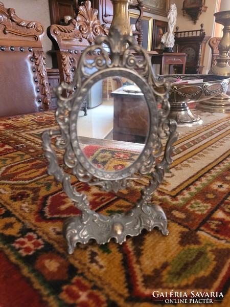 Antique copper tabletop tilting mirror