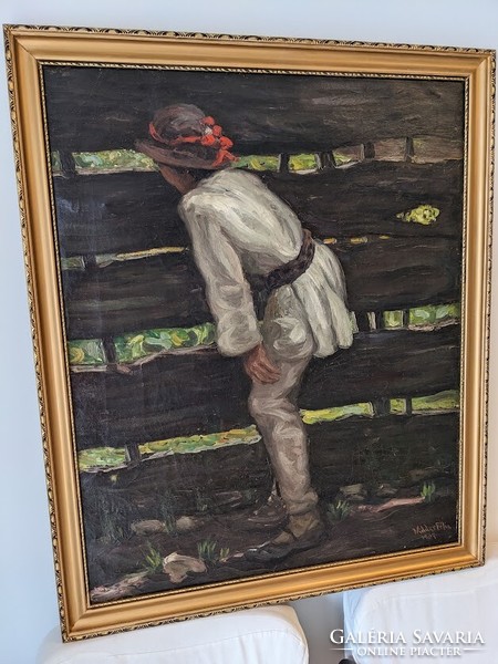 Widder Félix Bódog /Arad 1874- Budapest 1939/  A leselkedő Nagybányán c.festménye