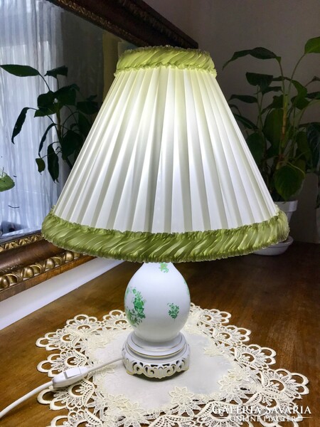 Herend green Indian basket pattern lamp