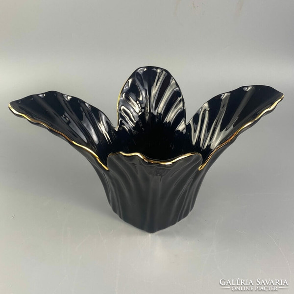 Spanish vintage banana leaf porcelain bowl, vase