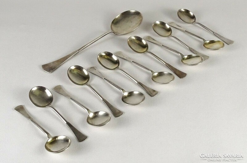 1N660 old marked silver ice cream spoon set 12 + 1 piece 485g