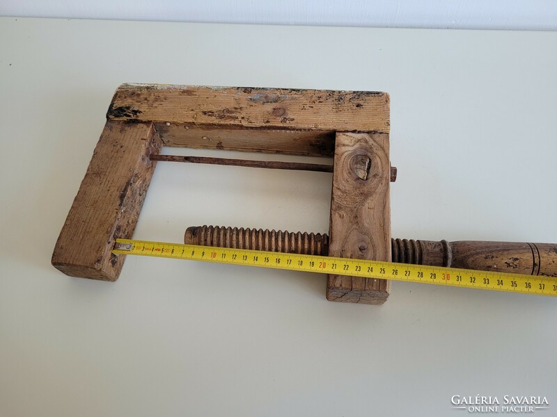 Old vintage carpentry wooden tool clamp