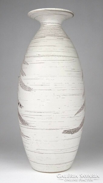 1N528 Retro nagyméretű jelzett fehér kerámia váza 29 cm