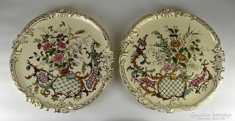1N656 antique marked flame m. Pair of majolica bowls 38 cm