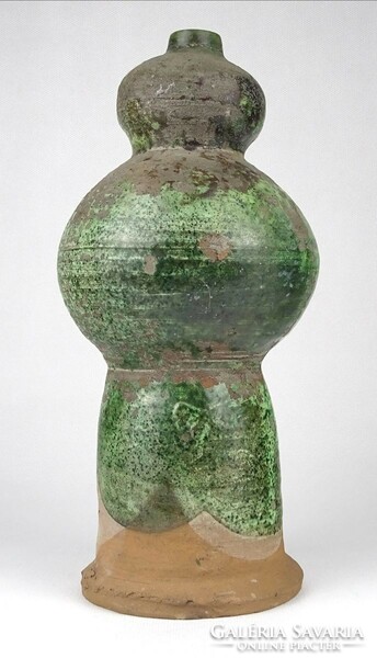 1N653 antique green glazed Székely terracotta pediment decoration - Szolokma Maros county 27 cm