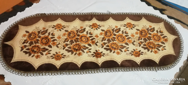 Antique oval velvet runner tablecloth.