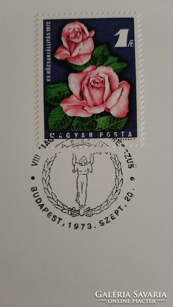 VIII. Magyar Békekongresszus  A BÉKÉÉRT  1973 Emléklap elsőnapi bélyegzéssel , bélyeggel UNC