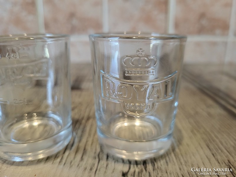 5 retro glasses together! Royal vodka glasses (3 pieces), 2 sailing Balaton souvenir glasses