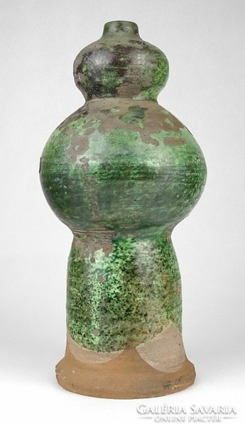 1N653 antique green glazed Székely terracotta pediment decoration - Szolokma Maros county 27 cm