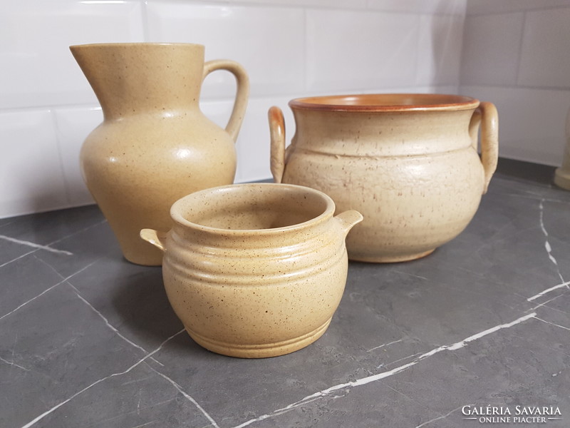 3 stoneware kitchen items
